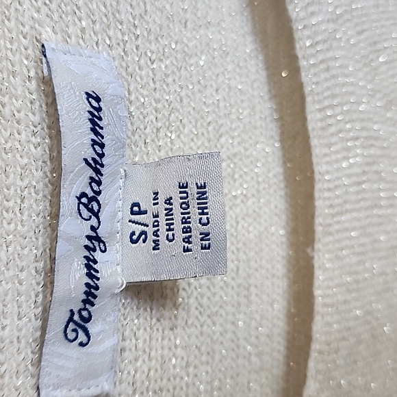 TOMMY BAHAMA METALLIC BEIGE SWEATER TOP/ SIZE S/P - Picture 4 of 13